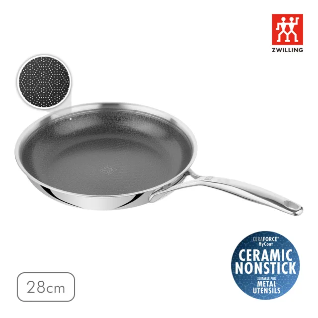 【ZWILLING 德國雙人】PEAK 不鏽鋼蜂巢陶瓷不沾平煎鍋/平底鍋28cm(德國雙人牌集團官方直營)