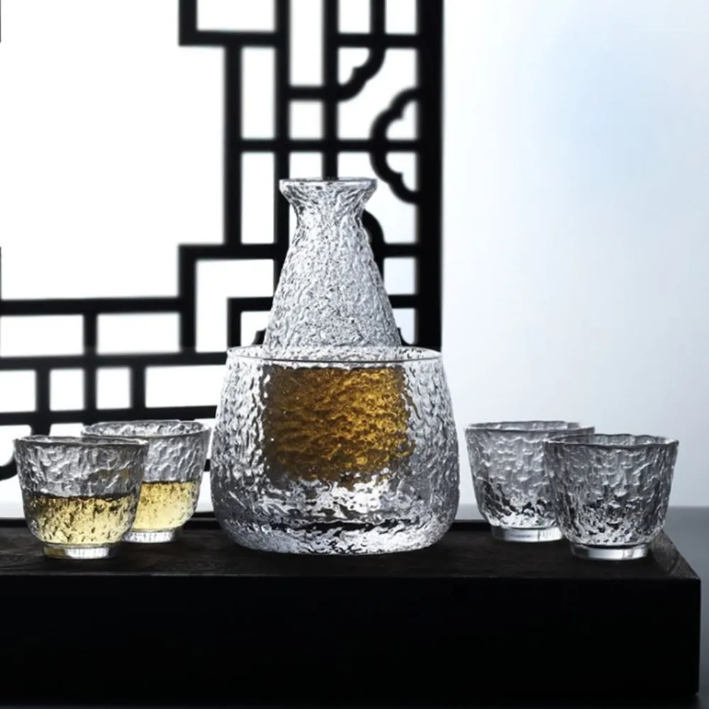 【JEN】日式錘紋 清酒壺杯具 白酒杯 分酒器 一壺四杯+溫酒缸