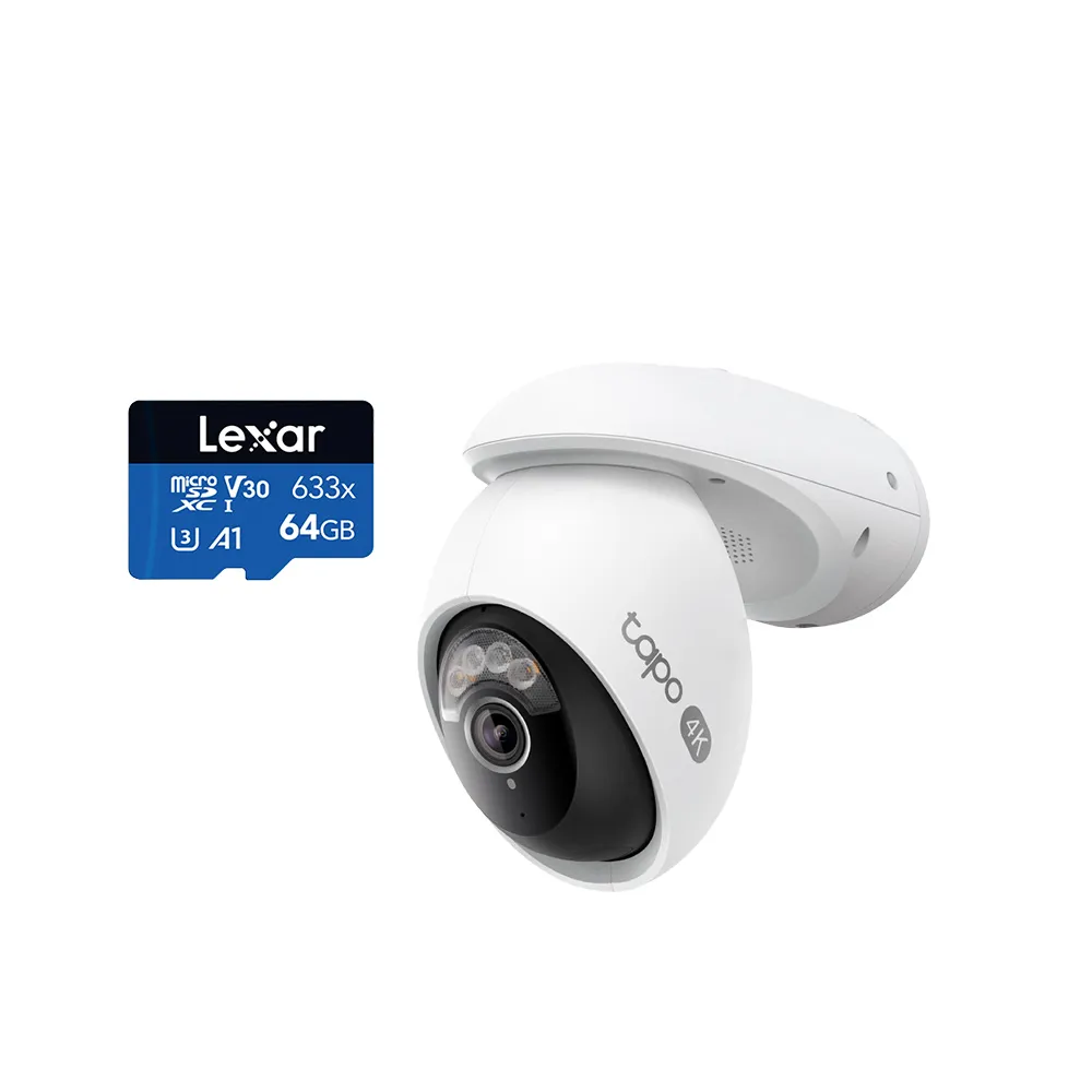 (64G記憶卡組)【TP-Link】4K 800萬畫素 Wi-Fi可旋轉室外監視器 人臉辨識(Tapo C560WS)