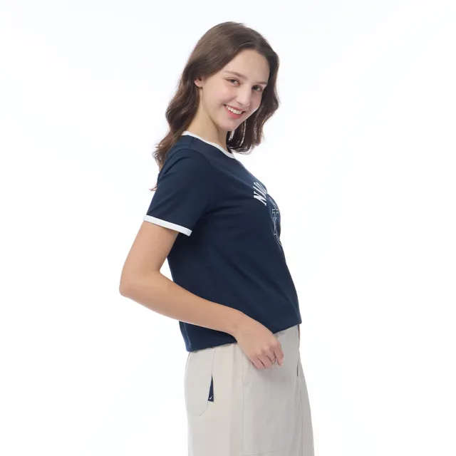 【NAUTICA】官方旗艦 女裝 錨錠字母涼感短袖T恤-藏藍色