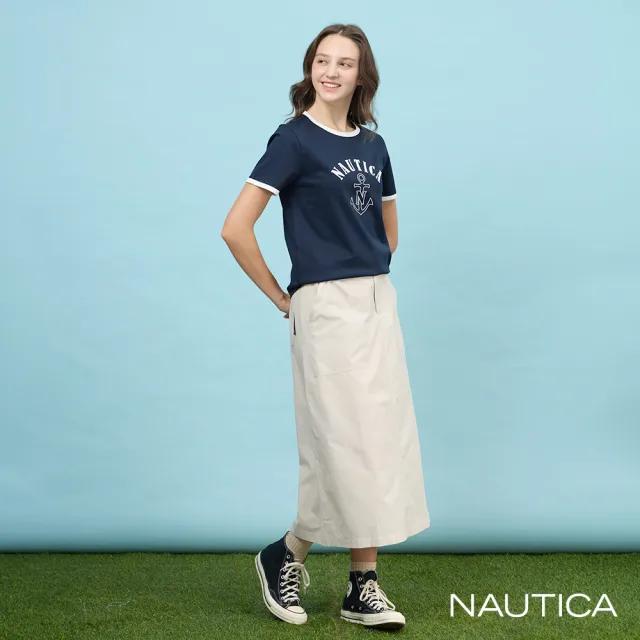 【NAUTICA】官方旗艦 女裝 錨錠字母涼感短袖T恤-藏藍色
