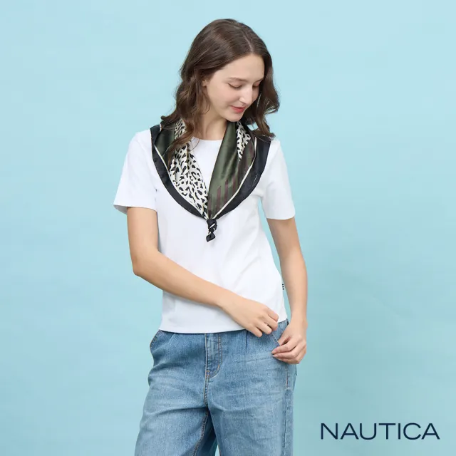 【NAUTICA】官方旗艦 女裝  抗UV機能刺繡短袖T恤-白色