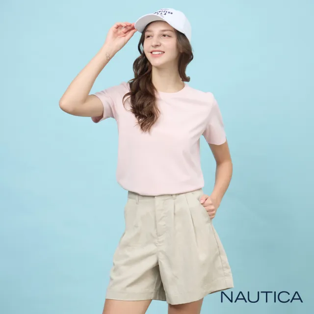 【NAUTICA】官方旗艦 女裝  抗UV機能刺繡短袖T恤-粉色