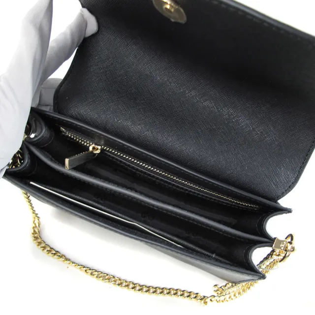 【TORY BURCH】防刮皮革翻蓋鏈帶肩背x斜背包-黑色