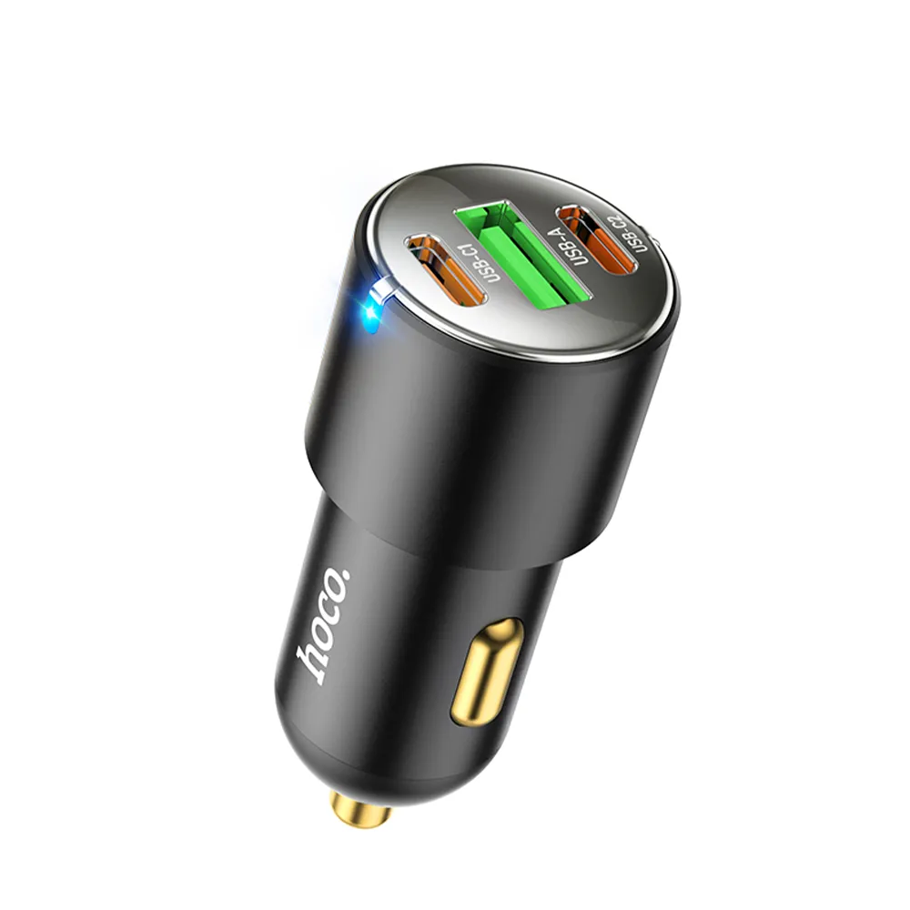 【HOCO】NZ6 蘭克 PD45W 三口 2C1A 車載充電器(車充/快充/三孔/Type-C/USB/黑色)