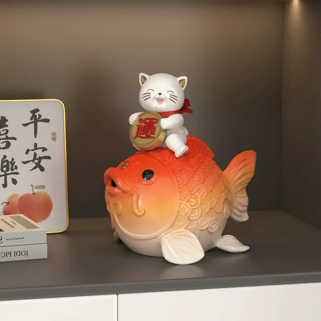 HOMI 好米居家 招財貔貅擺件 錦鯉招財擺飾 櫃台桌面裝飾 招財進寶擺件 店面裝飾 送禮禮盒