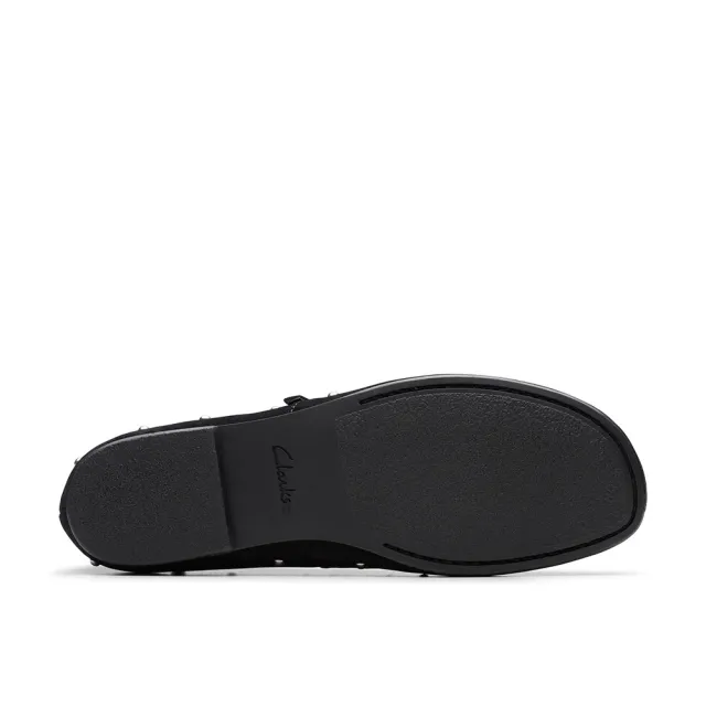 【Clarks】女鞋 -Livia Stud真皮鉚釘瑪莉珍鞋 平底鞋(黑色)(CLF84157C)