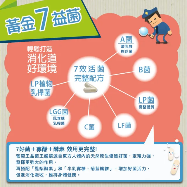 【葡萄王】益菌王膠囊 x4瓶 共240粒(莊智淵推薦 益生菌 鳳梨酵素 葡萄王官方)