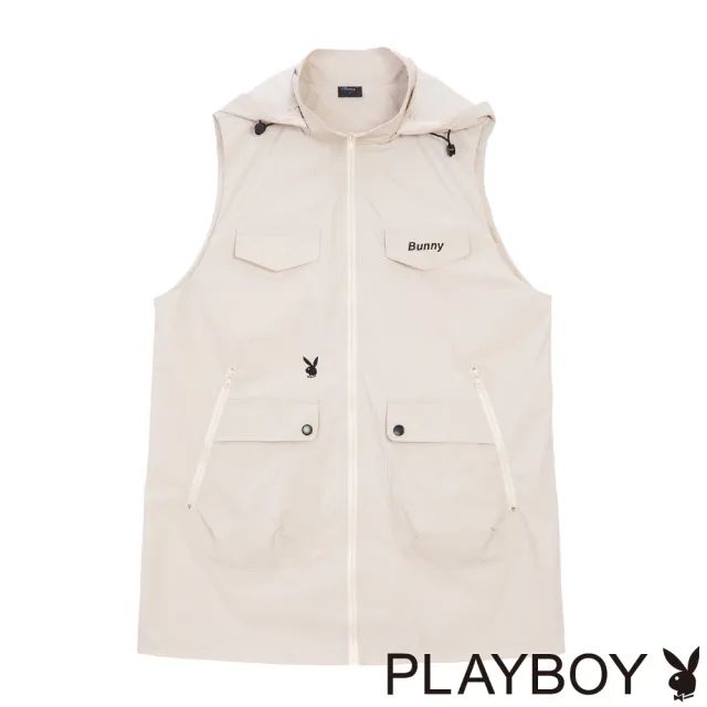 【PLAYBOY】工裝造型百搭背心 - 卡其色