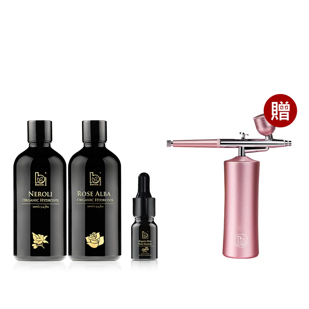 【Bonnie House 植享家】花植煥顏保養兩步驟(任頂級有機原精5ml*1+純露100ml*2)