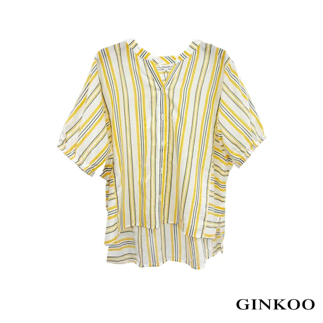 【GINKOO 俊克】前短後長蝴蝶袖鬆緊條上衣
