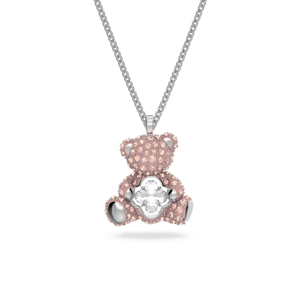 【SWAROVSKI 施華洛世奇】官方直營 Teddy 鏈墜 泰迪熊 粉紅色 鍍白金色 | 5599168