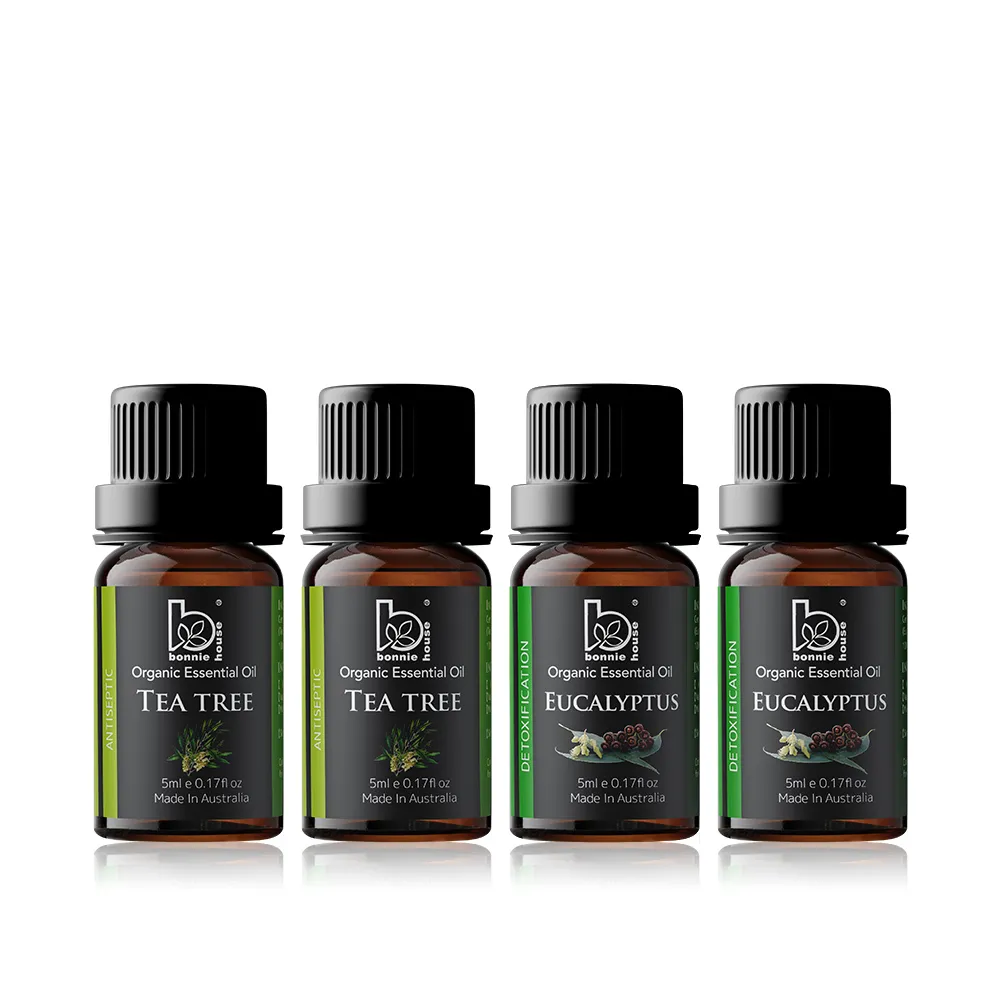 【Bonnie House 植享家】雙有機認證精油超值組(尤加利精油5ml*2+茶樹精油5ml*2)
