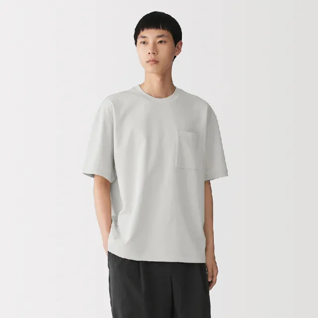 【MUJI 無印良品】男涼感寬版短袖T恤(白色/淺灰/灰白/黑色/煙燻綠/煙燻藍)
