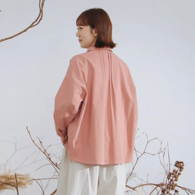 【MOSS CLUB】不對稱寬鬆落肩襯衫 黑 粉