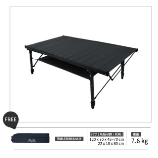 【NUIT 努特】國士無雙 雙鋁合金拔刀式蛋捲桌 黑色 努特桌 露營桌 快速可搭起鋁捲桌(NTT30BK)