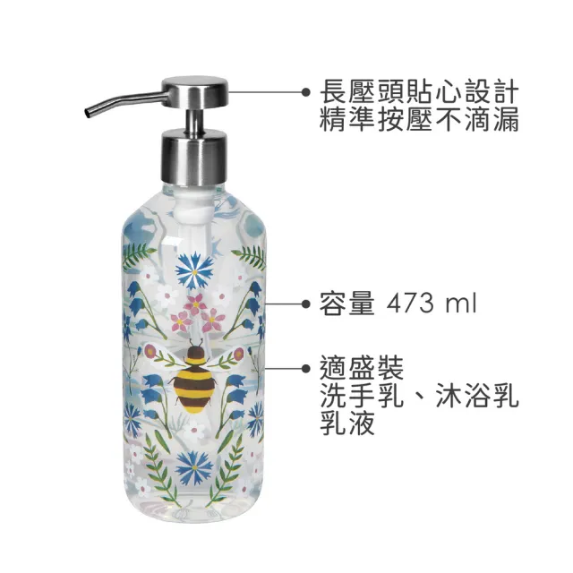 【NOW 娜奧】美國 玻璃洗手乳罐 繁花蜂舞473ml / 按壓瓶 分裝瓶 乳液瓶 沐浴乳罐