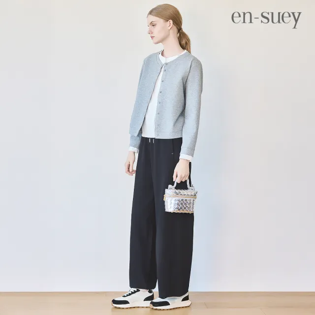 【en-suey 銀穗】網路限定 休閒抽繩西裝寬管長褲-女