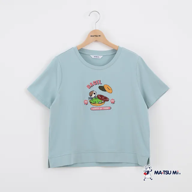 【MATSUMi】休閒風趣味貝果瑪娃刺繡印花上衣