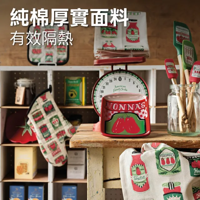 【NOW 娜奧】美國 烘焙隔熱手套單支 復古番茄 / 防燙手套 烘焙手套 耐熱手套 微波爐手套