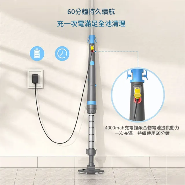 【RTAKO】魚池吸污機 無線手持泳池吸污機 吸汙機 水下吸塵器 池底清洗機 4000mAh 可伸縮變形桿身 KQ
