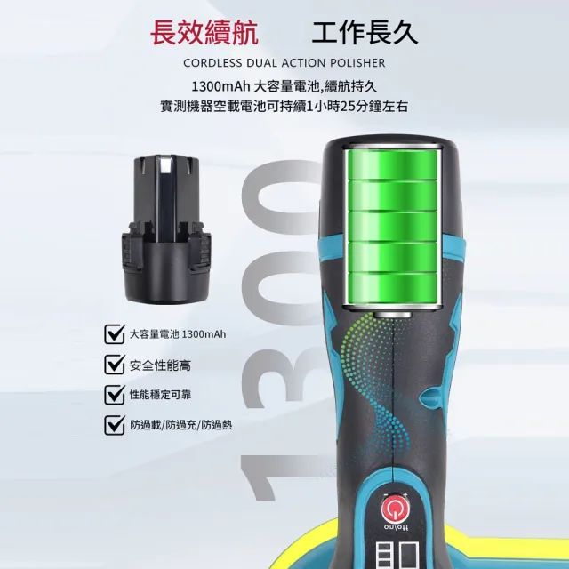 【RTAKO】手提式拋光機 鋰電無線偏心拋光機 DA9mm拋光機 打蠟機 12v 8檔調速 汽車美容拋光打蠟清潔 KQ