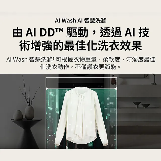 【LG 樂金】家電快配22公斤+20公斤◆WashTower AI智控洗乾衣機◆尊爵黑(WD-S2220B)