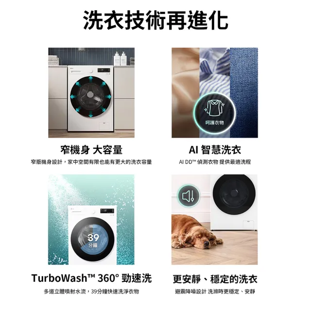 【LG 樂金】家電快配18公斤◆WiFi蒸洗脫變頻滾筒洗衣機◆白(WD-S18NW)