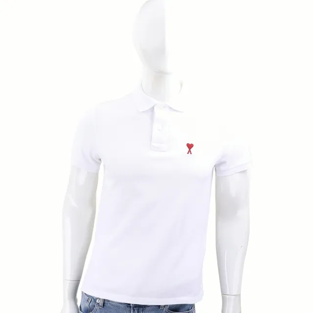 【AMI PARIS】Red Ami De Coeur 紅心A補丁純棉短袖POLO衫 男女可穿(2色 上衣 短袖)