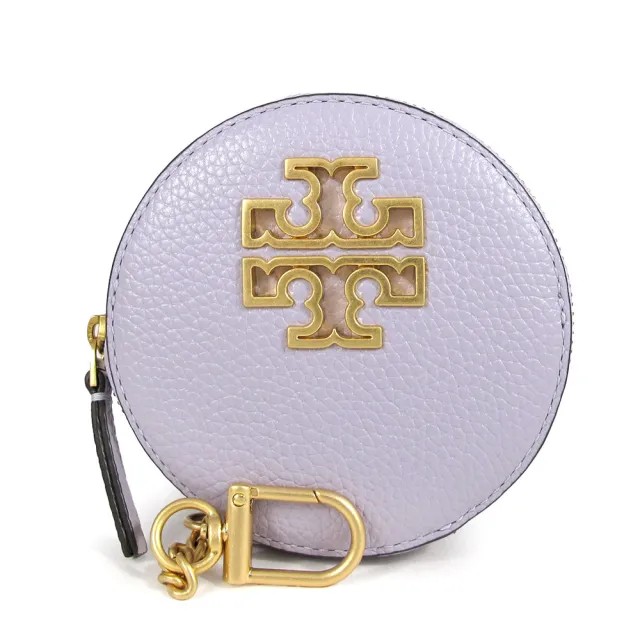【TORY BURCH】荔枝紋皮革鎖圈零錢包禮盒-粉紫色