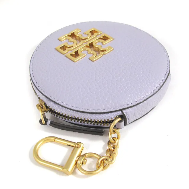 【TORY BURCH】荔枝紋皮革鎖圈零錢包禮盒-粉紫色