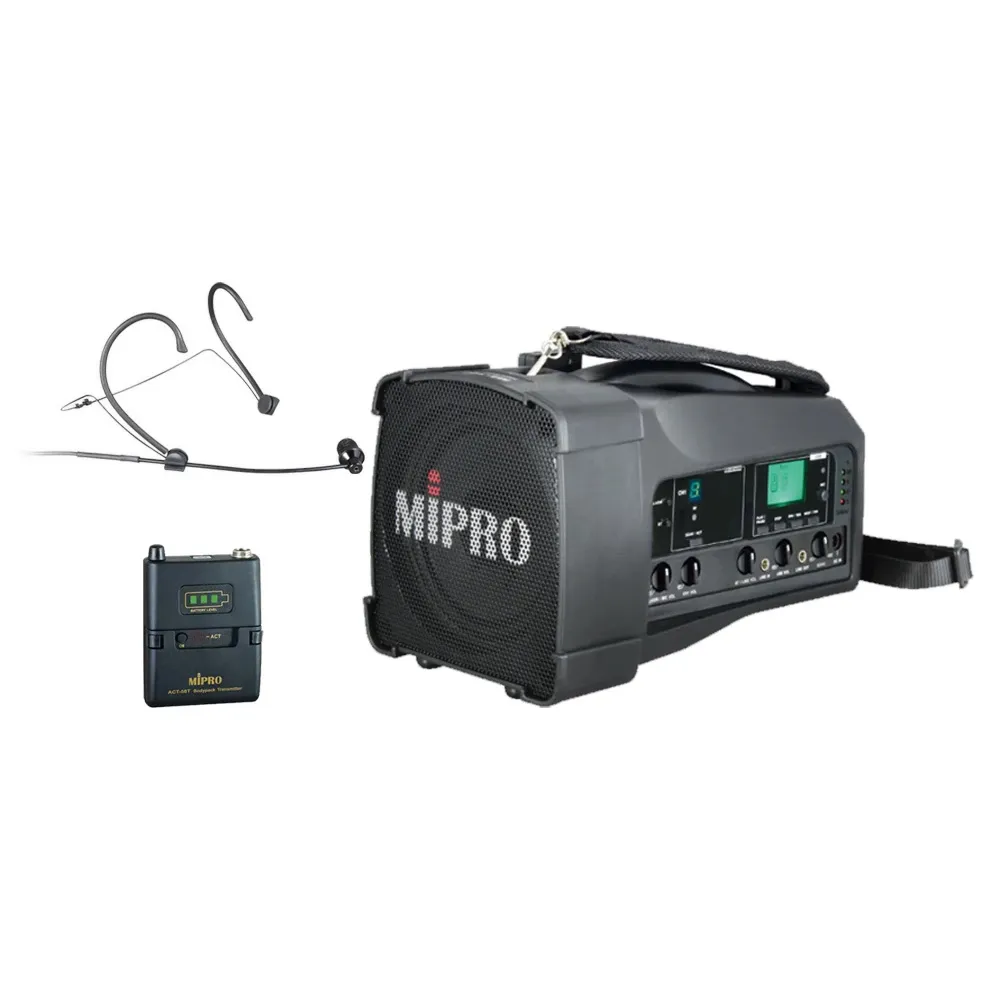 【MIPRO】MA-100 單頻道迷你無線喊話器5.8G 配1頭戴無線麥克風58T