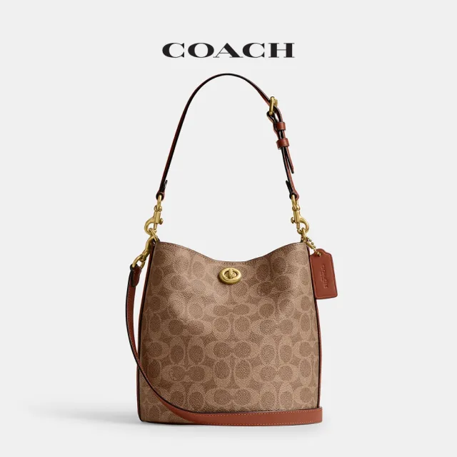 【COACH】蔻馳官方直營 WILLOW 19柔軟水桶包-B4/棕黃色 焦糖色(CW602)