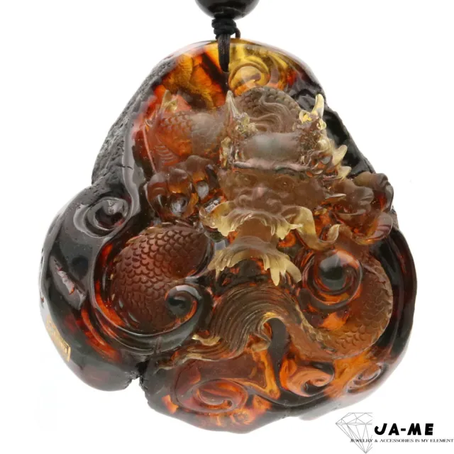 【JA-ME】天然琥珀 頂級藍血變色龍龍霸天下吊墜 34.7克