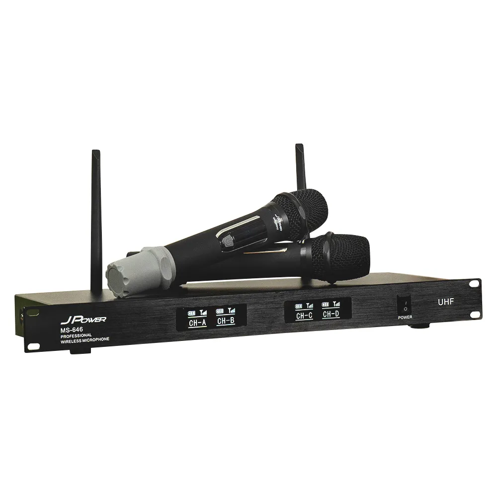 【J-POWER 杰強】震天雷 專業無線麥克風 MS-646+UHF-888H 雙麥組(震天雷 無線麥克風2支 646 UHF 888H)