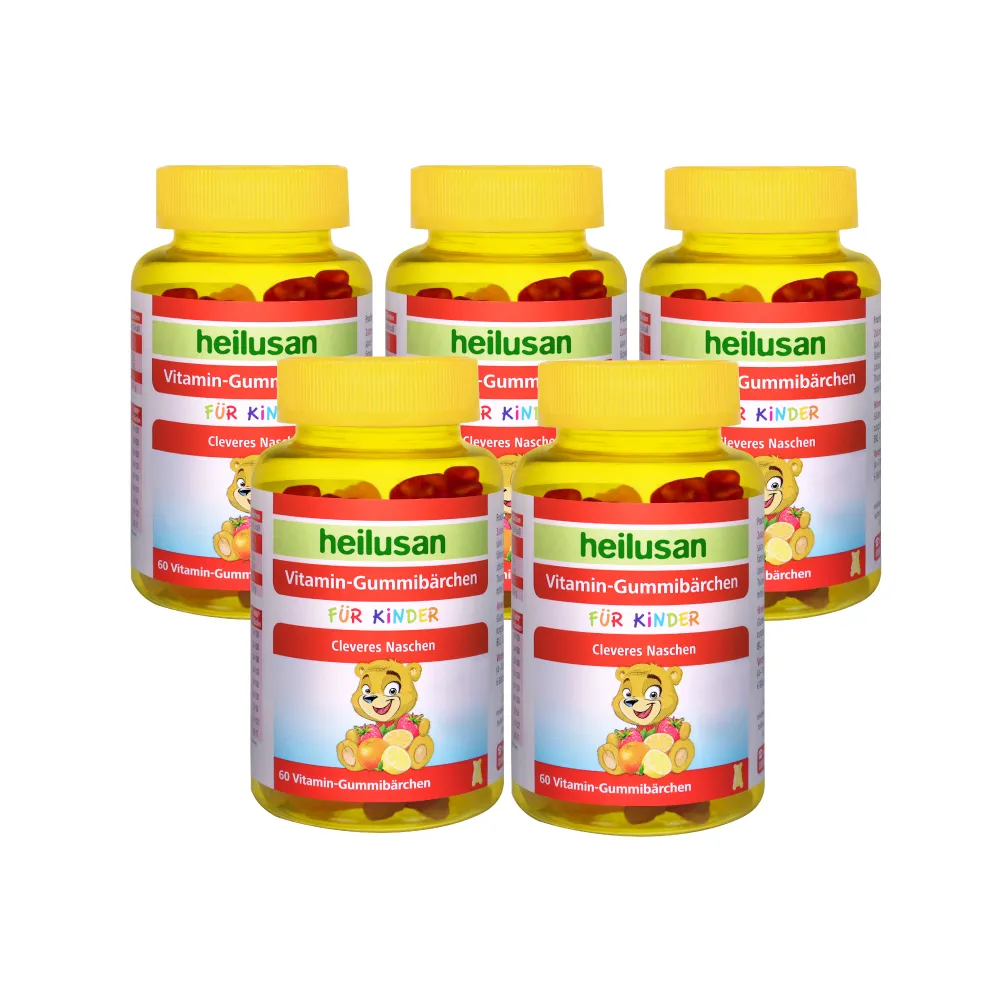 【Heilusan 好立善】維他命小熊軟糖60顆5入組(含水果濃縮汁.QQ口感.取代零食)