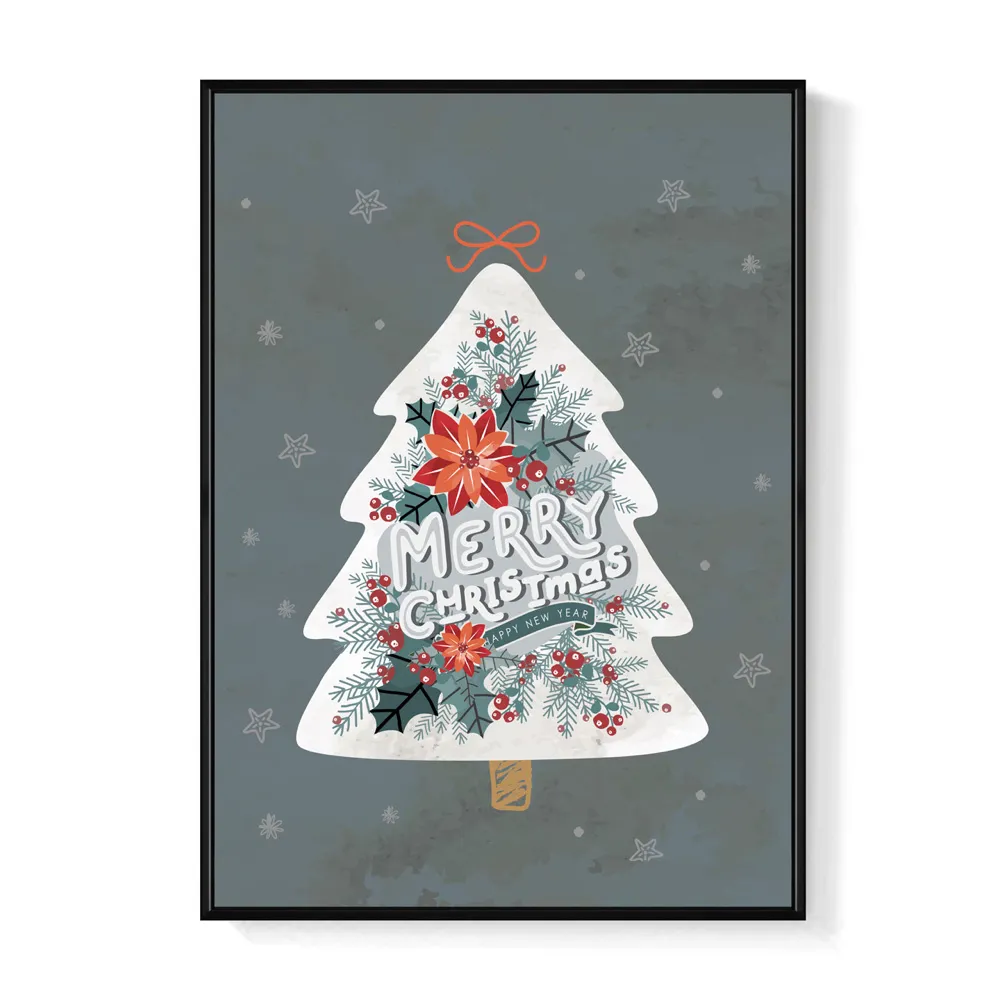 【菠蘿選畫所】凝聚人心的聖誕樹 - 30x40cm(白雪聖誕樹裝飾畫/小孩房掛畫/暖心送禮)