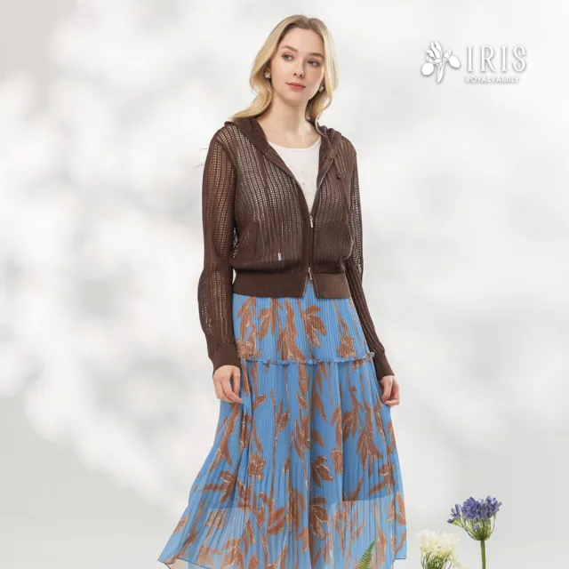 【IRIS 艾莉詩】夏日質感印花壓褶裙-藍色(62210)