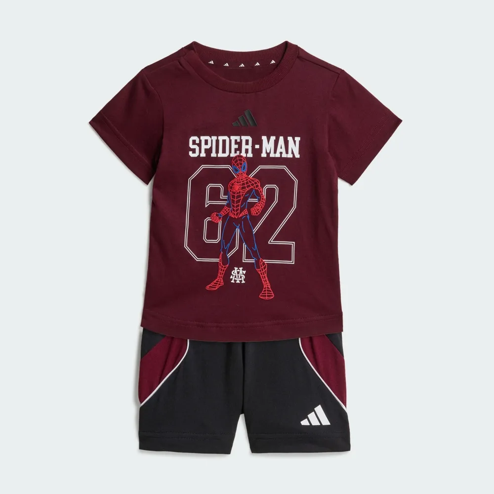 【adidas 愛迪達】蜘蛛人 運動套裝 短袖/短褲 嬰幼童裝 KG6115