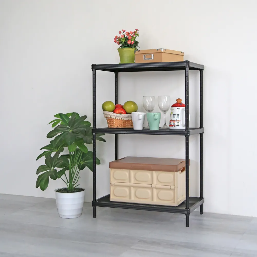 【居家cheaper】菱形網三層架-35X60X90CM(鬃耀黑 高荷重 整組荷重450公斤)