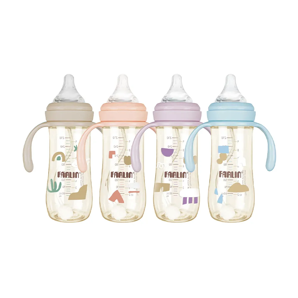 【Farlin】Grow With Colors 寬口PPSU防脹氣握把奶瓶270ml(6M+) - 多款可選