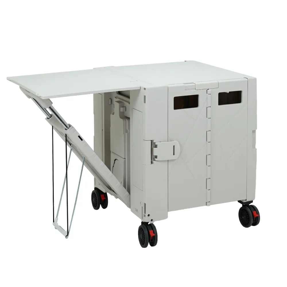 【Arlink】2入組 多功能75L折疊收納手推車餐桌版免組裝 TL55(折疊桌/折疊推車/露營推車/收納推車/菜籃車))