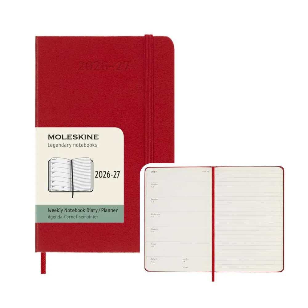 【MOLESKINE】2026-27 18個月週記硬皮手帳 - 口袋/紅