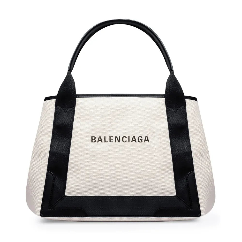 【Balenciaga 巴黎世家】Navy Cabas S 手提 托特包 帆布 白色 黑色『entrupy安心購』