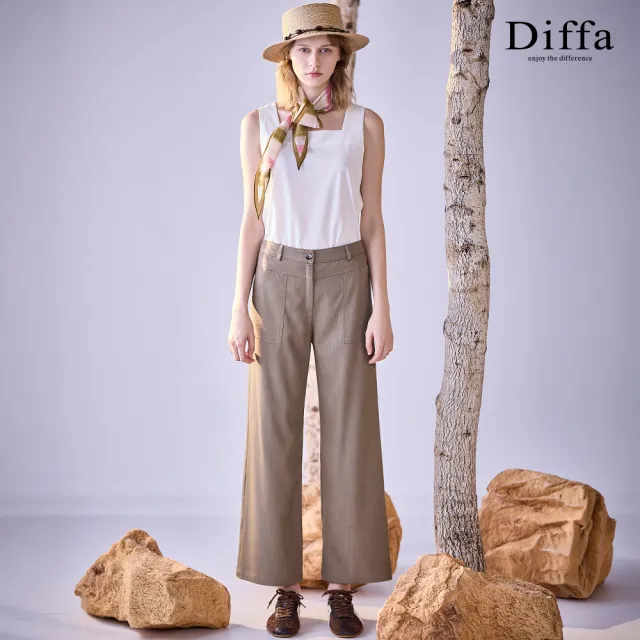 【Diffa】簡約貼袋直筒長褲-女