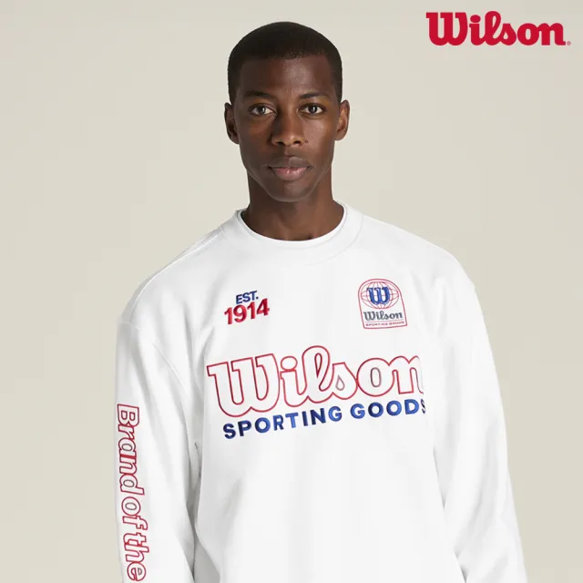 【WILSON】Playstate Crew Sweatshirt BRWH/Varsity Red 男款 服飾 大學T 白色 WN00049W001001