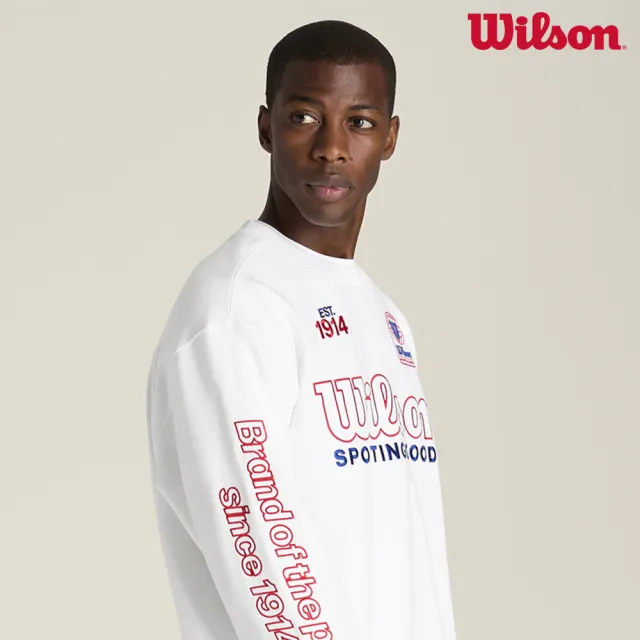 【WILSON】Playstate Crew Sweatshirt BRWH/Varsity Red 男款 服飾 大學T 白色 WN00049W001001