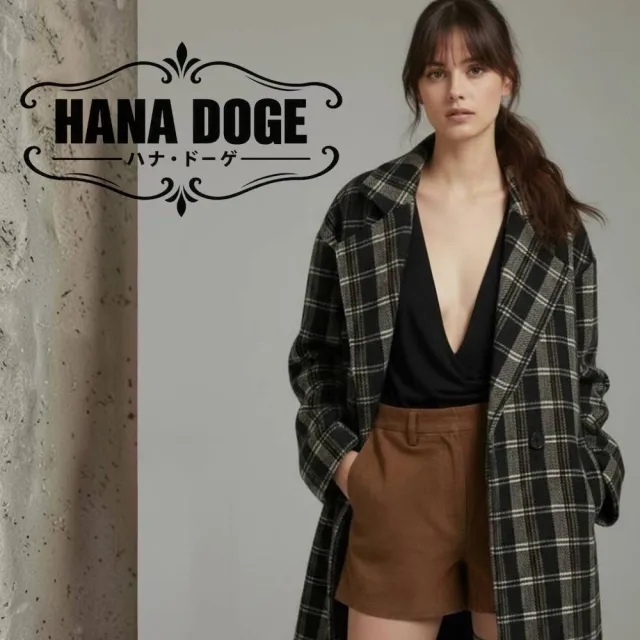 HANA DOGE ハナ・ドーゲ 日系復古學院風經典不敗款千鳥紋/格紋羊毛毛尼大衣