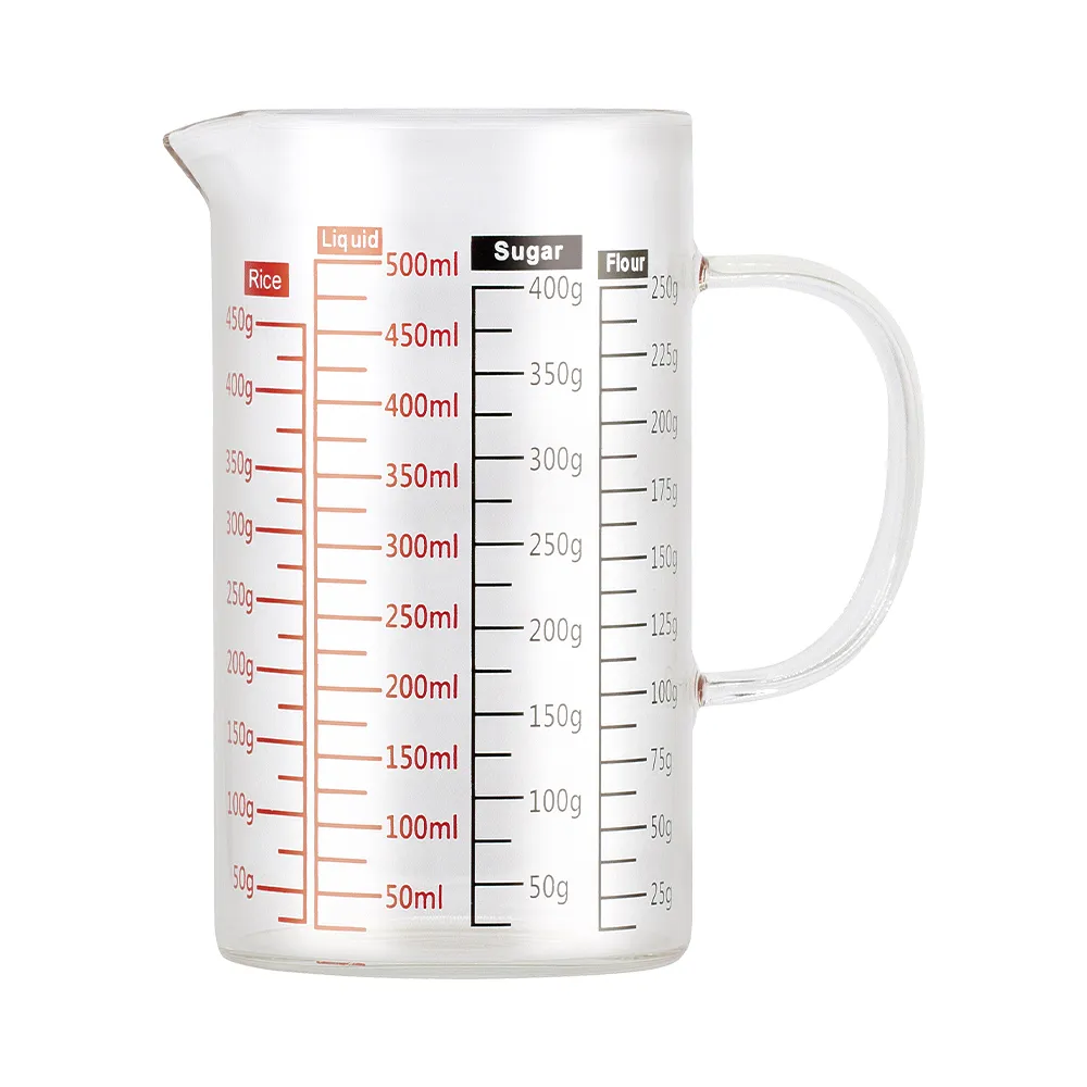 台灣製多功能耐熱玻璃量杯500ml(雙色刻度)