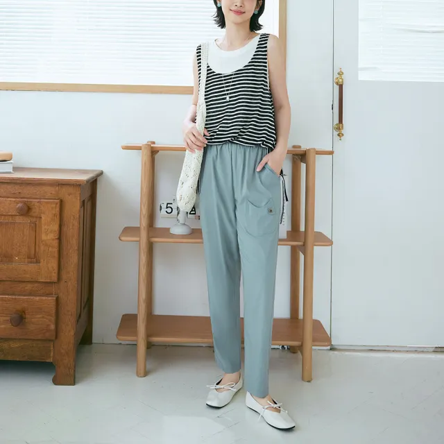 【OB 嚴選】日系舒彈貓咪口袋修身窄管褲 《BA8093》 適 2L~5L